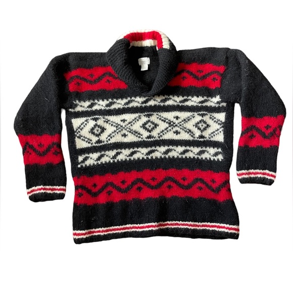 Vintage Moda Int'l 100% Wool Cowichan Chunky Knit Sweater Size S Fair Isle - Picture 3 of 4